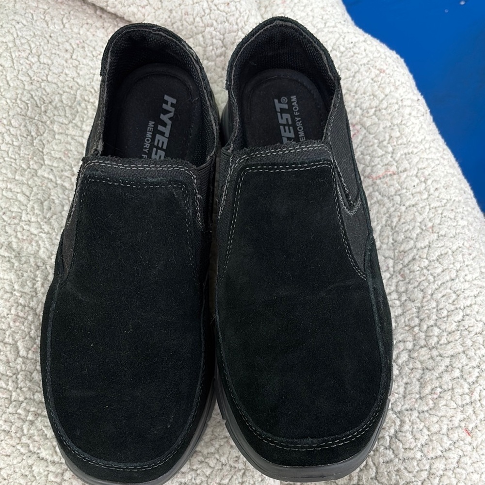 HYTEST Men's Black Leather Slip-On Shoes Sz 9 Excellent Condition